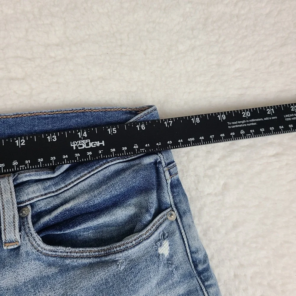 Hudson Jeans Womens 32x30 Blue Nico SLR Straight Leg Distress Light Wash Denim